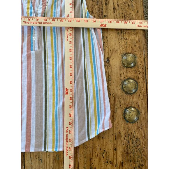 Eden & Olivia Womens Sleeveless Stripe Button-Back Blouse M Multicolor Polyester - Picture 7 of 7